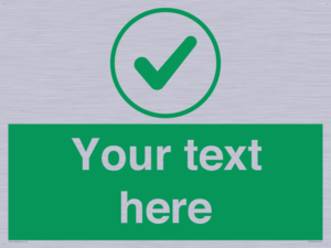 Custom green background, green tick in circle sign